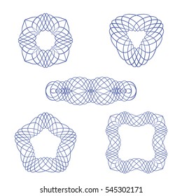 Guilloche decorative elements. Digital watermark for Security Papers. It can be used as a protective layer for certificate, voucher, banknote, play money design, currency, note, check, reward etc
