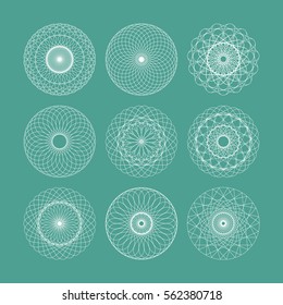 Guilloche decorative elements. Vector set of frames for vouchers, diplomas and certificates