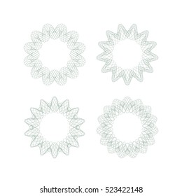 Guilloche decorative rosette element. Digital watermark. It can be used as a protective layer for certificate, voucher, banknote, money design, currency, note, check, ticket, reward etc.