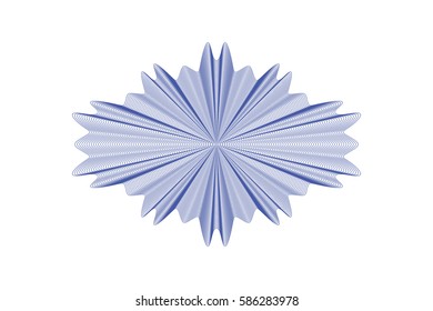 Guilloche decorative rosette element. Digital watermark. It can be used as a protective layer for certificate, voucher, banknote, money design, currency, note, check, ticket, reward etc