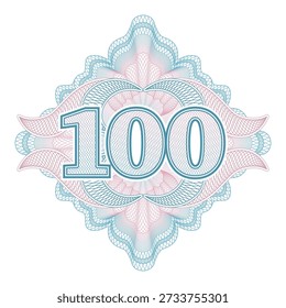 A guilloche of digits "100" with a classic vignette on a background