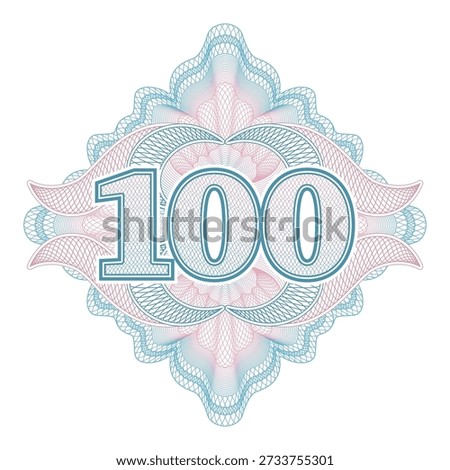 A guilloche of digits "100" with a classic vignette on a background