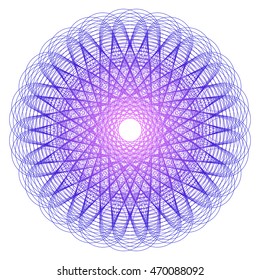 Guilloche element. It can be used as a protective layer for the certificates, diplomas, banknotes. Pattern Rosette for Fake Money or Other Security Papers - Vector Illustration. Sacred geometry.