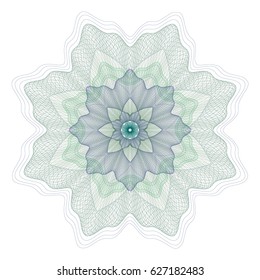 Guilloche Element for Certificate or Diploma, Currency and Money design / vector on white background 