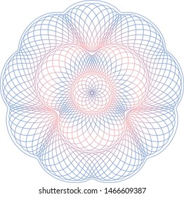 Guilloche elements pattern for graduation, business, award, coupon, banknote and banner. Rosette linear watermark  for different certificate. 