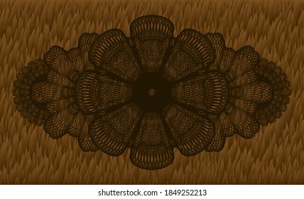 Guilloche Fur emblem. Animal classic background. Intense illustration. 