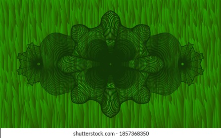 Guilloche grass grama realistic emblem. Eco chic background. Intense illustration. 