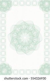 Guilloche. Green color. It can be used as a protective layer for the certificates, diplomas, banknotes. Template. 