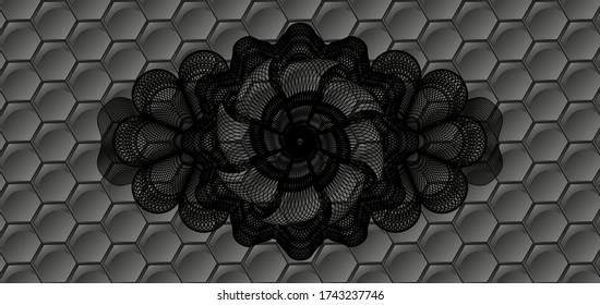 Guilloche grey color shiny style pattern realistic emblem. Trendy background. Vector illustration. 