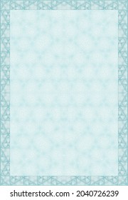 Guilloche grid and frame for certificate and diploma design, vector background