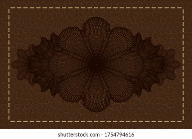 Guilloche leather emblem. Wallet graceful background. Artistic illustration. 