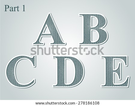 guilloche letters A B C D E vector illustration