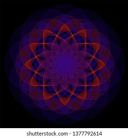 guilloche mandala blue