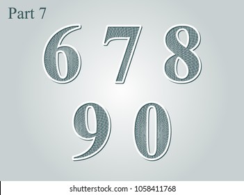 Guilloche numbers diploma certificate money design element. Vector illustration.