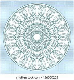 Guilloche pattern. It can be used as a protective layer for the certificates, diplomas, banknotes. Rosette for Play Money or Other Security Papers.