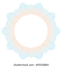 Guilloche pattern for certificate, diploma, voucher, money design, check, ticket etc. Vector illustration. Circle border frame from thin lines with gradient. 