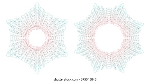 Guilloche pattern for certificate, diploma, voucher, banknote, money design, currency, check, ticket etc. Circle border frame from thin lines. Vector illustration.