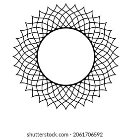 Guilloche Pattern, Circle Border Frame In Black And White 