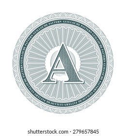 guilloche pattern with latters A element, vector illustration