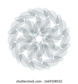 Rosette de patrón de guilloche para el certificado,   diploma, vale, moneda, dinero de juego u otros documentos de seguridad.