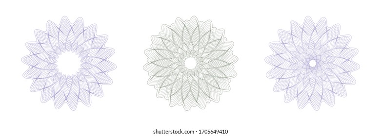 Guilloche Pattern Rosette for certificate, diploma, voucher, currency,play money or other security papers. 