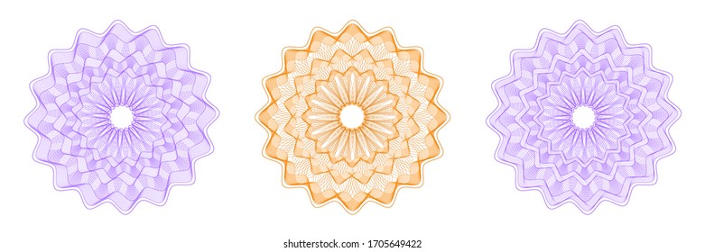 Guilloche Pattern Rosette for certificate, diploma, voucher, currency,play money or other security papers. 