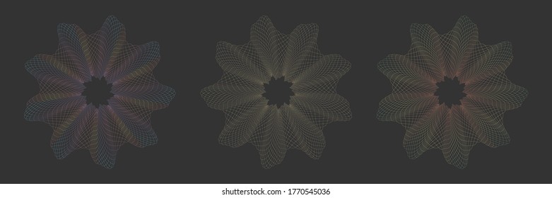 Guilloche Pattern Rosette for certificate, diploma, voucher, currency,play money or other security papers. 