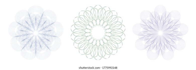 Guilloche Pattern Rosette for certificate, diploma, voucher, currency,play money or other security papers. 