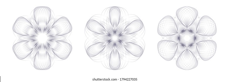 Guilloche Pattern Rosette for certificate, diploma, voucher, currency,play money or other security papers. 