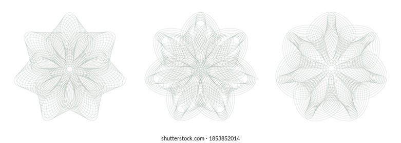 Guilloche Pattern Rosette for certificate, diploma, voucher, currency,play money or other security papers. 