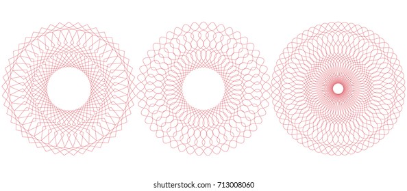 Guilloche pattern. Rosette for certificate, diploma, voucher, ticket etc. Vector illustration. Abstract circular frame from thin lines