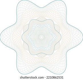Guilloche Pattern Rosette for Certificate, Protection of Documents,  Play Money and securities