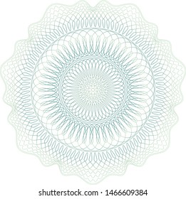 Guilloche pattern. Spirograph ornament. Currency design. Pattern for graduation, business, award, coupon, banknote and banner. Rosette linear watermark  for different certificate. 