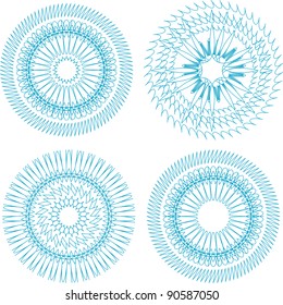 guilloche pattern that is used in currency and diplomas. Vector set