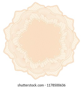 Guilloche pattern, watermark, rosette (line elements) for money design, voucher, currency, gift certificate, coupon, banknote, diploma, check, note