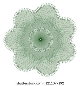 Guilloche pattern, watermark, rosette (line elements) for money design, voucher, currency, gift certificate, coupon, banknote, diploma, check, note