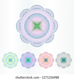 Guilloche Rosette Element for Certificate, Diploma, Currency design. vector 10eps