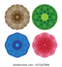 Guilloche Rosette Element for Certificate, Diploma, Currency design. vector 10eps