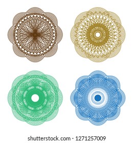 Guilloche Rosette Element for Certificate, Diploma, Currency design. vector 10eps