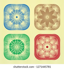 Guilloche Rosette Element for Certificate, Diploma, Currency design. vector 10eps
