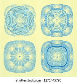 Guilloche Rosette Element for Certificate, Diploma, Currency design. vector 10eps
