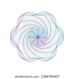 Elemento de rosette Guilloche para certificado, diploma, cupón, diseño de moneda y dinero, billete. Todas las líneas y colores son fáciles de editar. Elemento de certificado de cuadrícula de un solo elemento vector aislado.