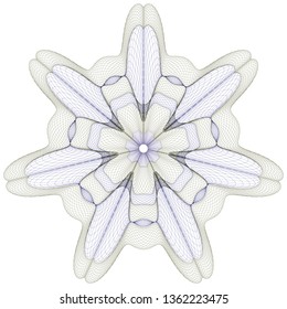 Guilloche rosette element. Digital watermark for Security Papers. It can be used as a protective layer for certificate, voucher, banknote, play money design, currency, note, check, ticket,