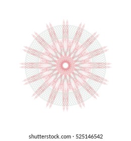 Guilloche rosette element. Digital watermark for Security Papers. It can be used as a protective layer for certificate, voucher, banknote, play money design, currency, note, check, ticket, reward etc.