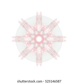 Guilloche rosette element. Digital watermark for Security Papers. It can be used as a protective layer for certificate, voucher, banknote, play money design, currency, note, check, ticket, reward etc.