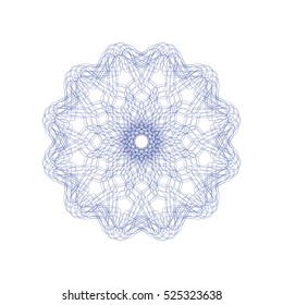 Guilloche rosette element. Digital watermark for Security Papers. It can be used as a protective layer for certificate, voucher, banknote, play money design, currency, note, check, ticket, reward etc.