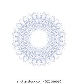 Guilloche rosette element. Digital watermark for Security Papers. It can be used as a protective layer for certificate, voucher, banknote, play money design, currency, note, check, ticket, reward etc.