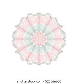 Guilloche rosette element. Digital watermark for Security Papers. It can be used as a protective layer for certificate, voucher, banknote, play money design, currency, note, check, ticket, reward etc.