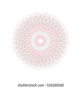 Guilloche rosette element. Digital watermark for Security Papers. It can be used as a protective layer for certificate, voucher, banknote, play money design, currency, note, check, ticket, reward etc.