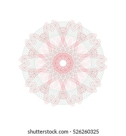 Guilloche rosette element. Digital watermark for Security Papers. It can be used as a protective layer for certificate, voucher, banknote, play money design, currency, note, check, ticket, reward etc.